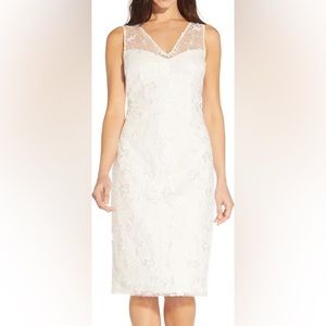 ✨SOLD✨Adrianna Papell White Floral Embroidered Sheath Midi Dress Size 2